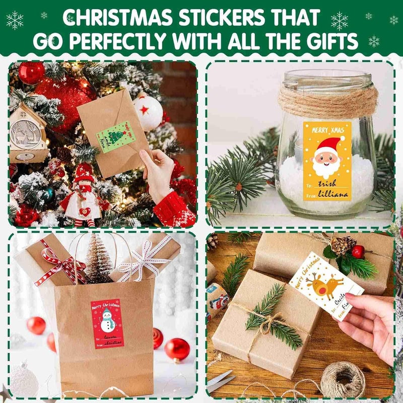 Dreecy 160 Pcs Christmas Labels for Gifts, Christmas Gift Tags Stickers, 1.8" x 3" Christmas Gift Labels Stickers, Self Adhesive Christmas Name Tags Stickers for Gifts Presents Wrap Envelope Holiday Decor - Image 5